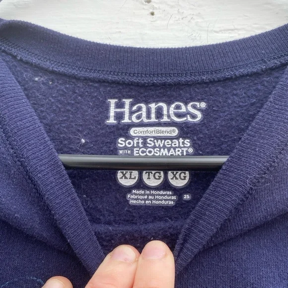 Hanes Navy Football Sweatshirt - Picture 4 of 6